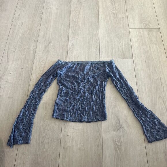Urban Outfitters BDG Blue Lace Crop Top Long Sleeves size m - Picture 5 of 8